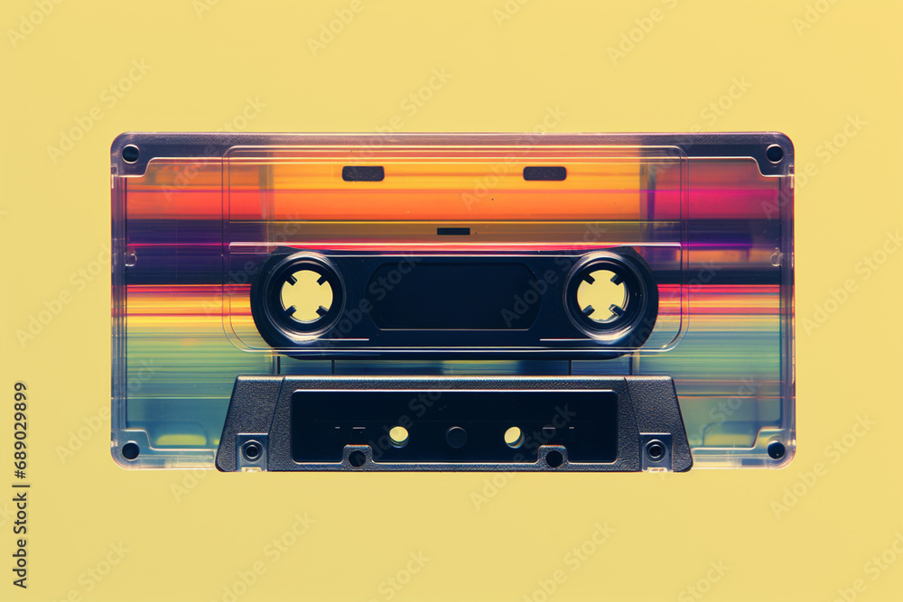 Aufkleber a nostalgic representation of a pixelated cassette tape, symbolizing the era of retro audio technolo
