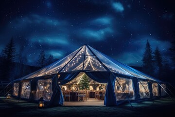 Fototapeta na wymiar Wedding tent at night