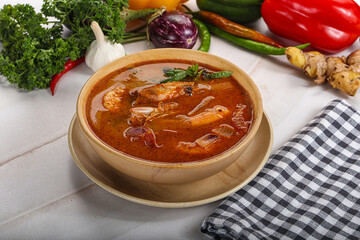 Thai Tom Yam soup with prawn