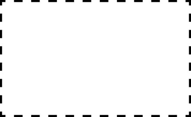 Dash line shapes. Dashed outline design of border for basic geometric shapes. Icon of cut frame. Vector illustration