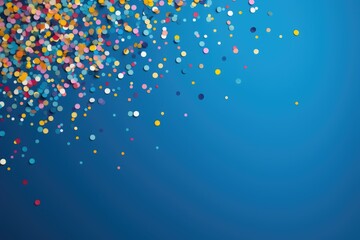 Multicolored confetti on a blue background