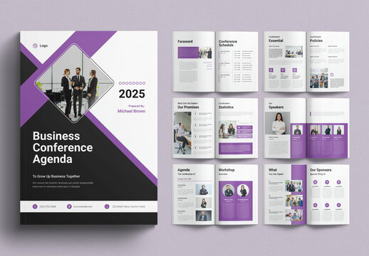 Business Conference Agenda Template Design Layout