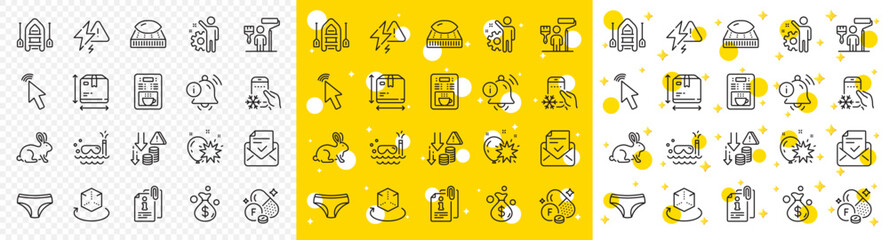 Outline Balloon dart, Deflation and Refrigerator app line icons pack for web with Coffee maker, Box size, Fluorine mineral line icon. Scuba diving, Augmented reality. Vector