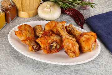Raw marinated chicken drumstick for cooking