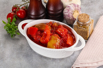 Hungarian lecho with bell pepper