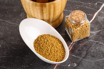 Mustard dry seeds in the bowl