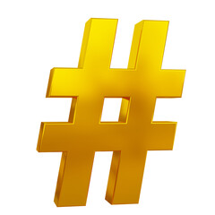 Fototapeta premium Golden hashtag sign 3d