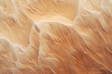 Aerial view of sand dunes in the desert, sand texture background seen from above