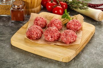 Raw beef meatball minced meat