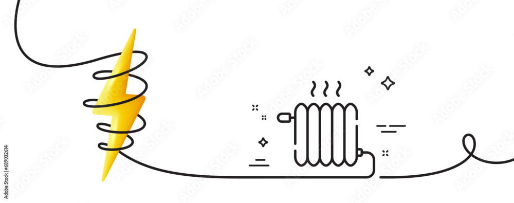 Poster radiator line icon. continuous one line with curl. heat convector sign. temperature heater symbol. r