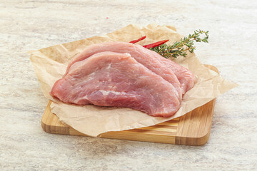 Raw pork schnitzel for roast