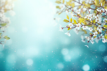 Fototapeta premium Sommersonnenzauber - Ein abstrakter Bokeh-Hintergrund fängt die warmen Lichtmomente des Sommers in einer magischen und lebendigen Atmosphäre ein