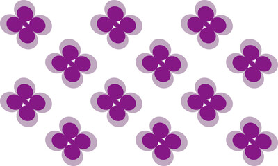 Purple flower, purple clover on white background repeat block seamless pattern design for fabric print