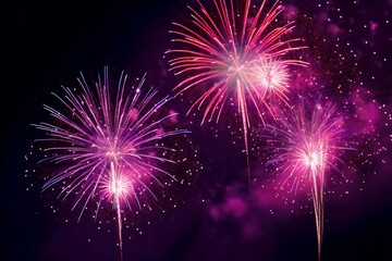 Fototapeta premium A dazzling view of colorful fireworks bursts across the night sky, fireworks in the night sky, fireworks in the sky, fireworks in the night, happy new year fireworks, happy new year, new year, night