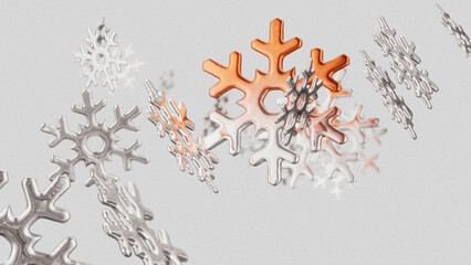 3D Render Snowflakes Abstract Falling Christmas