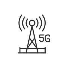 5G Tower icon line design. 5g, tower, icon, mobile, wireless, technology vector illustration. 5G Tower editable stroke icon.