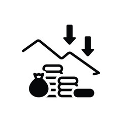 Black solid icon for losses