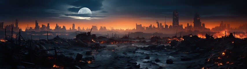 Explore Post-Apocalyptic Style Backgrounds—imagery inspired by desolate landscapes and themes of a world reborn after catastrophe. - obrazy, fototapety, plakaty