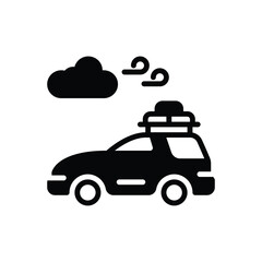 Black solid icon for travel car