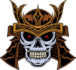 Vector illustration skull head with samurai