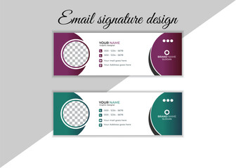 Corporate email signature Template vector illustration template modern Graphic design layout with round graphic elements.Email signature clean, company corporate. Email signature, email footer email
