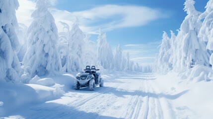 Snowmobile on the snow