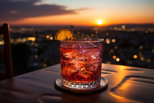 A stunning high-resolution image capturing the vibrant color and classic appeal of the Negroni, ideal for culinary publications and upscale bar promotions.