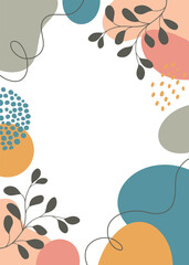 Design banner frame background .Colorful poster background vector illustration.Exotic plants, branches,art print for beauty, fashion and natural products,wellness, wedding and event.