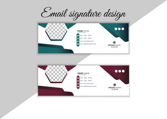 Corporate email signature Template vector illustration template modern Graphic design layout with round graphic elements.Email signature clean, company corporate. Email signature, email footer email