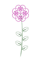 Fleur rose stylisée à base de spirales