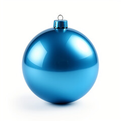 blue christmas ball on white