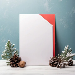 christmas card with fir branches and cones