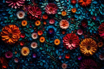 full frame of small colorful dark flowers  
flowers abstract background 