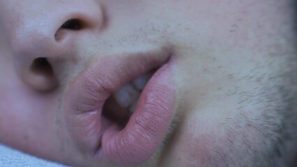 Clenching teeth, snoring while sleeping.