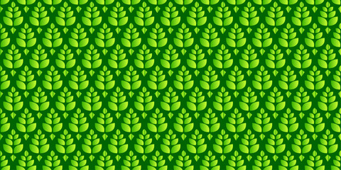 3D leaf green seamless pattern. bonsai plants and dwarf trees for wallpaper, fabric, backgrounds and ornaments
