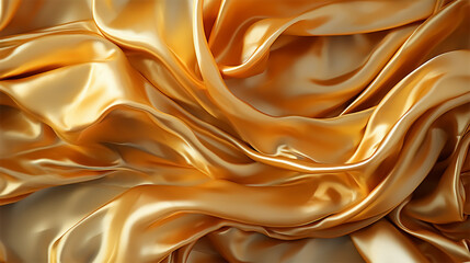 Obraz premium Golden silky texture background, curved fabric abstract concept, background gold fabric