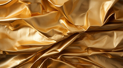 Golden silky texture background, curved fabric abstract concept, background gold fabric