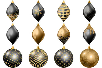 Black and Gold Christmas Ornament Clipart