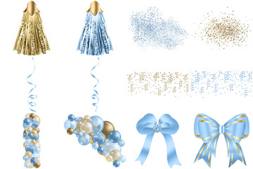 Blue and Gold Balloon Arch Clipart