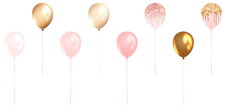 Blush and Gold Balloons Clipart