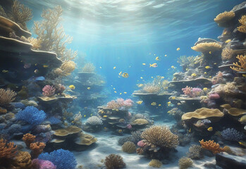 Naklejka na ściany i meble Underwater Coral Reff Scene