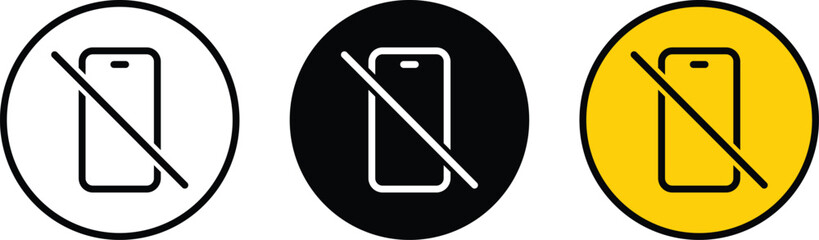 No smartphone, turn off mobile phone icon collection lined, isolated and colored style. Vector illustration - obrazy, fototapety, plakaty