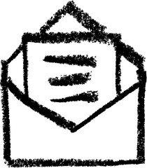 Envelope Document Icon - Crayon Chalk Drawing