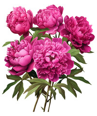 Magenta Peony Floral Clipart Collection, Bold Floral Sublimation Magenta Peony Cliparts, Created using generative AI	