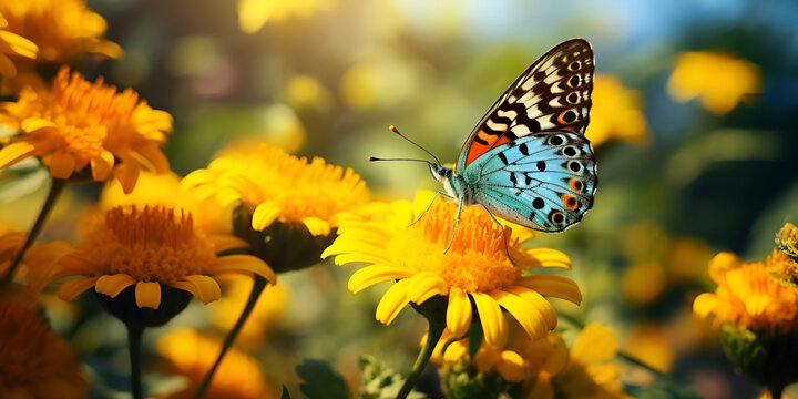 Stunning Macro Shot of Graceful Butterfly and Delicate Flower Petal Beautiful Flowers With Butterfly Image  Ai Generative