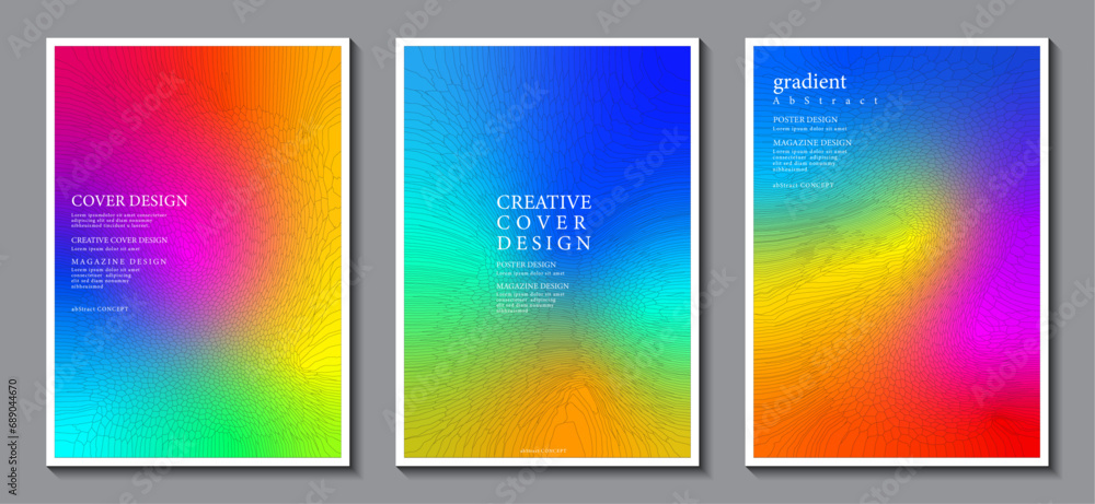 Poster cover set design with abstract gradient colorful background. wave line pattern. ideas for posters, b