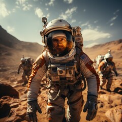 Obraz premium footage of landing on the mars, mars surface 