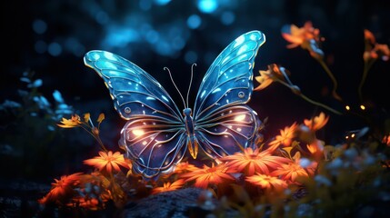 3D butterfly on a flower