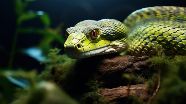 green snake on a tree