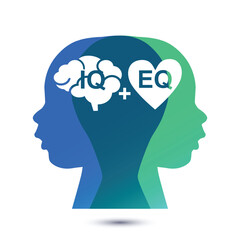 IQ and EQ with child head vector illustration